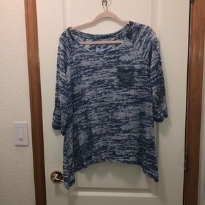 Lane Bryant 3/4 sleeve blue shirt with design
